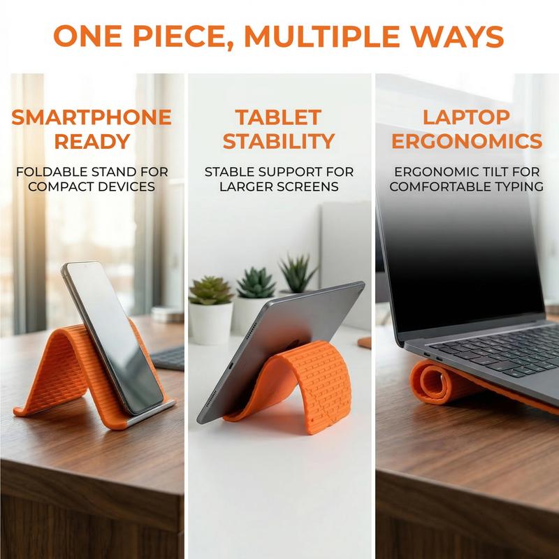 Flexible Foldable Phone & Tablet Stand  Portable Anti-Slip Desktop Mount | Rollable | Multi-Device Compatible——Free Shipping
