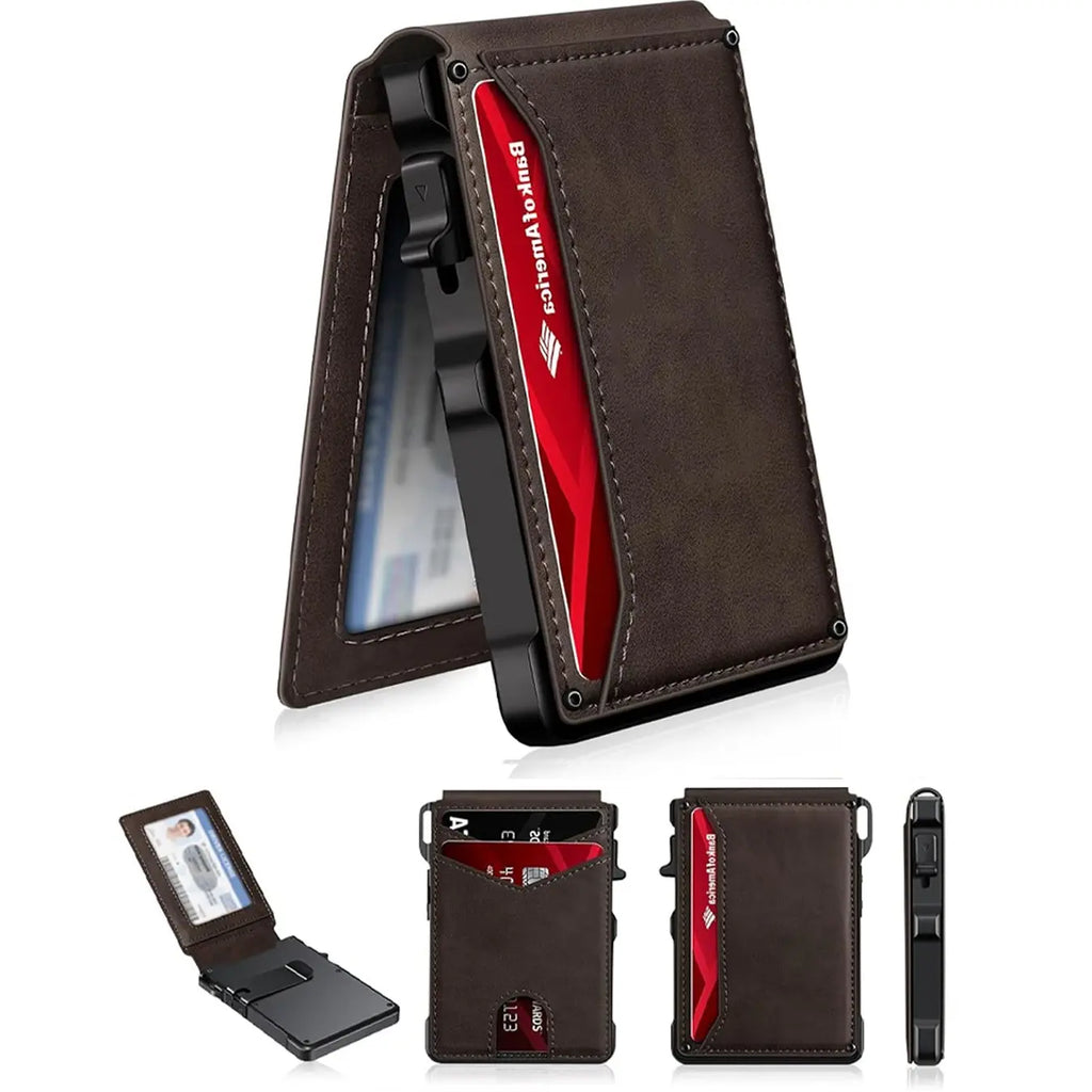 AeroGuard Men’s Minimalist Metal Wallet | RFID Blocking | Pop-Up Aluminum Card Holder——Free Shipping