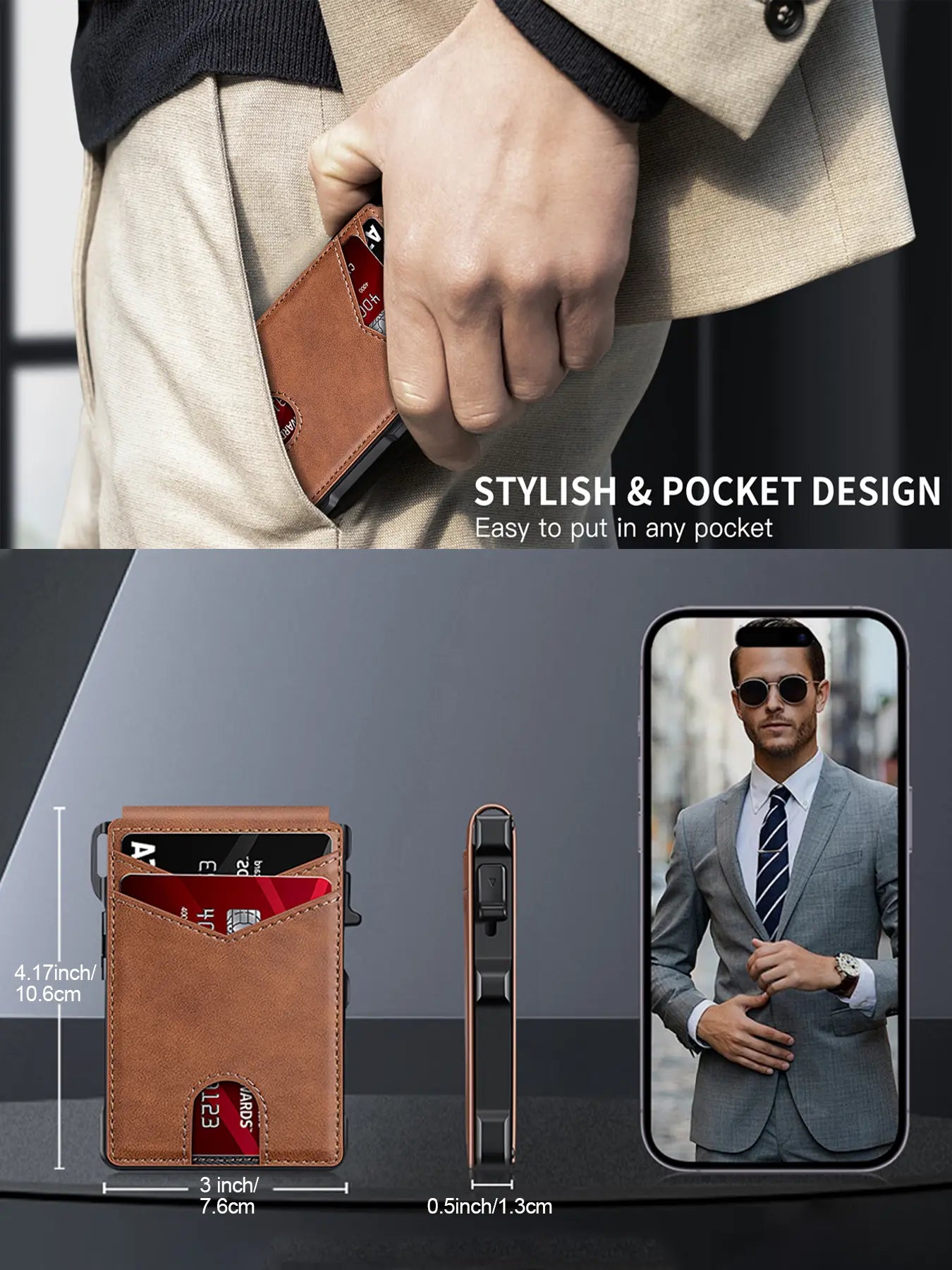 AeroGuard Men’s Minimalist Metal Wallet | RFID Blocking | Pop-Up Aluminum Card Holder——Free Shipping