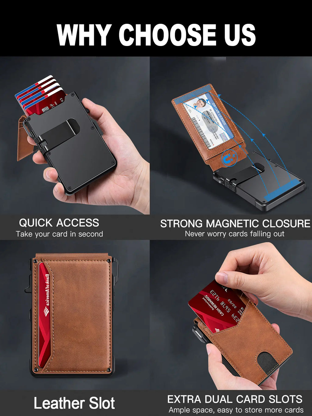 AeroGuard Men’s Minimalist Metal Wallet | RFID Blocking | Pop-Up Aluminum Card Holder——Free Shipping