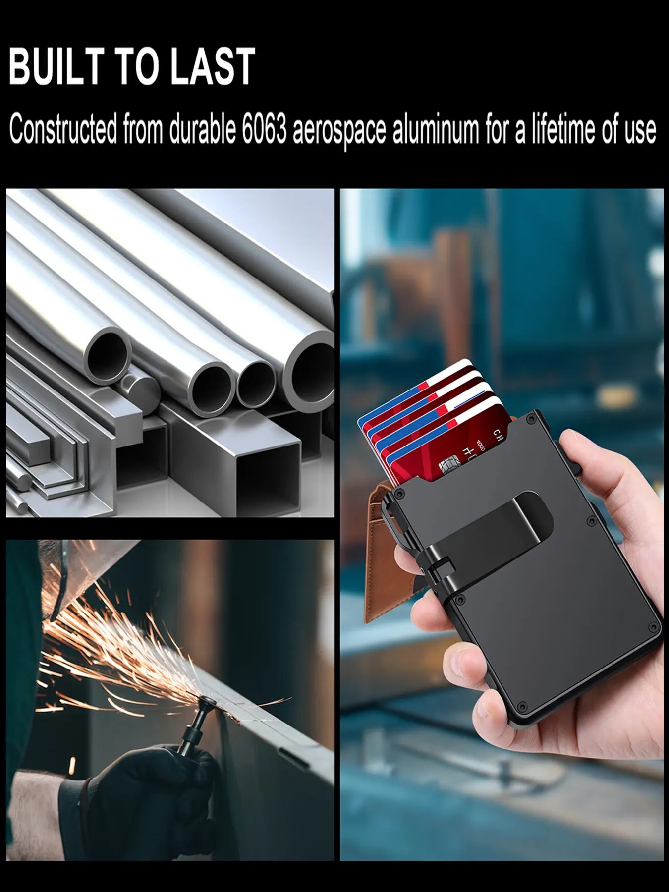 AeroGuard Men’s Minimalist Metal Wallet | RFID Blocking | Pop-Up Aluminum Card Holder——Free Shipping