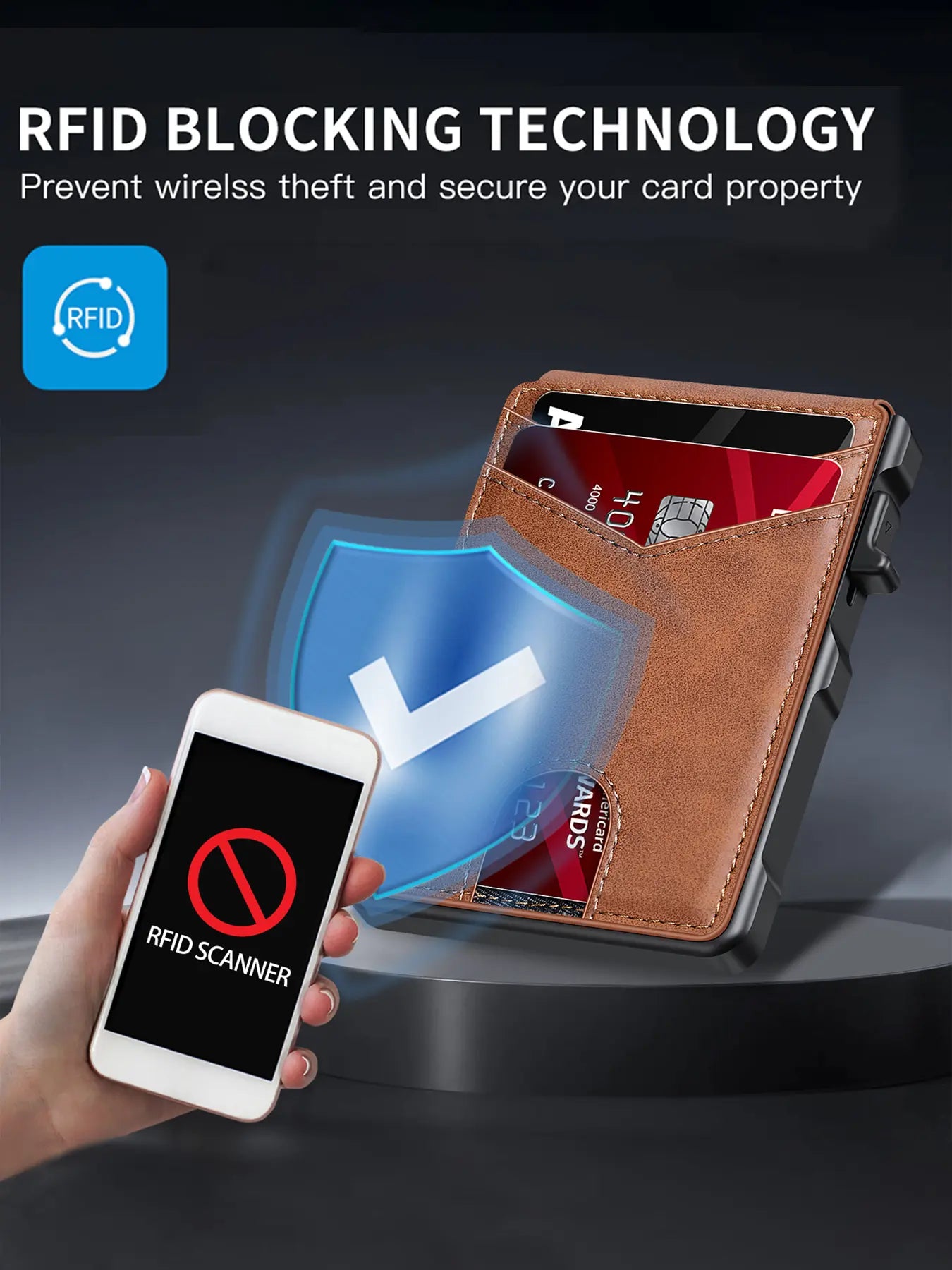 AeroGuard Men’s Minimalist Metal Wallet | RFID Blocking | Pop-Up Aluminum Card Holder——Free Shipping
