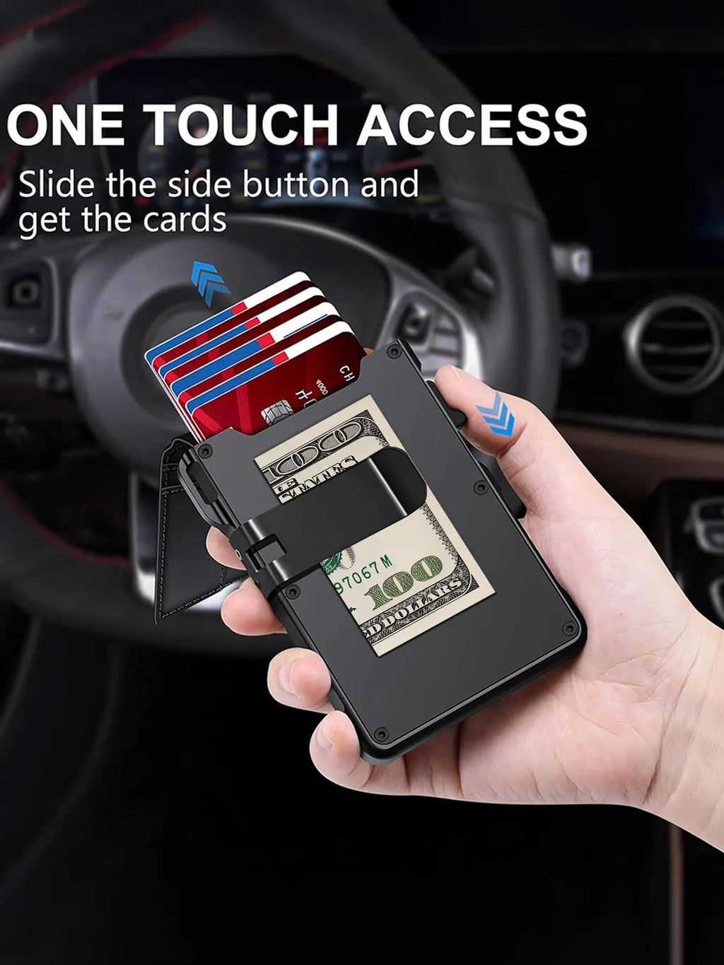 AeroGuard Men’s Minimalist Metal Wallet | RFID Blocking | Pop-Up Aluminum Card Holder——Free Shipping